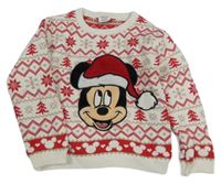 Bílo-červeno-béžový vzorovaný svetr s Mickeym Primark
