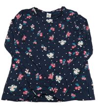 Tmavomodré kvietkovane tričko zn. C&A