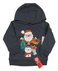 Nové - Tmavošedá mikina se Santou a kapucí Dunnes