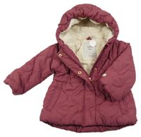 Nové - Vínová prošívaná šusťáková zimní bunda s kapucí Topomini 