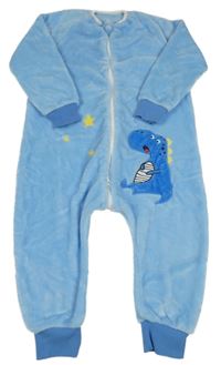 Modrá chlpatá kombinéza s dinosaurom