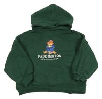 Tmavozelená mikina s medvídkem Paddington a kapucí Zara 