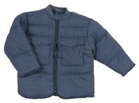 Tmavomodrošedá šusťáková prošívaná zimní bunda Little kids