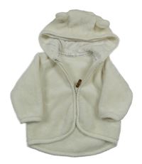 Smetanová chlupatá propínací mikina s kapucí H&M