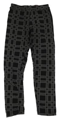 Šedo-černé kostkované teplé legíny 