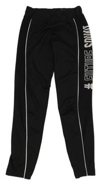 Čierne športové legíny s prúžkami a nápisom Ergeenomixx