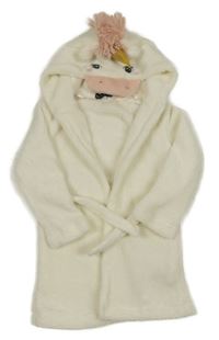 Smetanový chlupatý župan s kapucí - jednorožec Inextenso