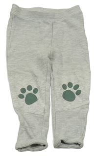 Šedé žebrované tepláky s ťapičkami Pocopiano