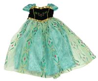 Kostým - Zeleno-černé tylovo/sametové šaty se třpytkami 