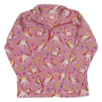 Ružová fleecová funkčná mikina s jednorožcami Mountain Warehouse