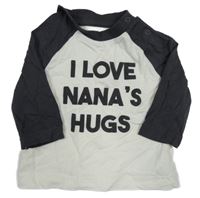 Bielo-tmavosivé tričko s nápisom Nutmeg