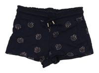 Tmavomodré bavlněné kraťasy s mušličkami H&M