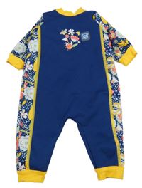 Tmavomodro-žlutý neoprem s květy Splash About 