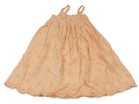 Ružové kvietkovane plátenné midi šaty Kiabi