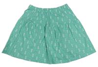 Zelená bavlnená sukňa s ananásmi Topolino