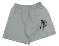 Sivé melírované športové kraťasy s basketbalistou