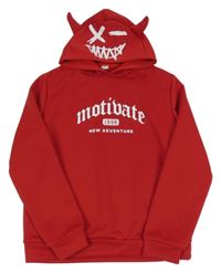 Červená mikina s nápisom a kapucňou Shein