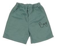 Zelenošedé teplákové kraťasy s nápisom Shein