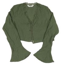 Khaki plisované blúzková é bolerko s čipkou H&M