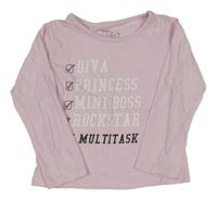 Svetloružové tričko s nápisom Pep&Co