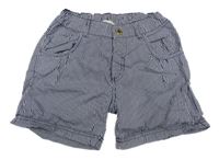 Tmavomodro-biele prúžkované plátenné kraťasy H&M