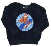 Tmavomodrá chlpatá mikina so Spider-manem Marvel