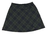 Tmavomodro-olivová kockovaná sukňa s rozparkem H&M