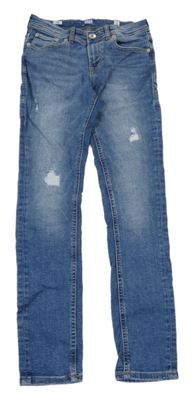 Modré skinny rifle a vyšúchaním Jack & Jones