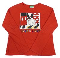 Červené triko s Mickeym a Minnie Disney + Benetton 