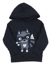 Tmavomodrá mikina s mývalem a kapucňou C&A