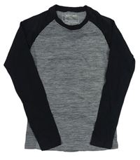 Sivo-čierne melírované funkčné športové thermo tričko POCOPIANO