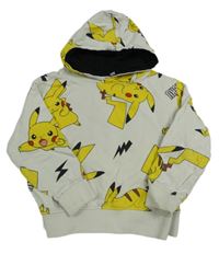 Smetanová oversize mikina s Pikachu a kapucí 