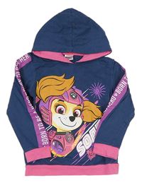 Tmavomodro/růžová mikina s PAW PATROL - Skye a kapucí nickelodeon