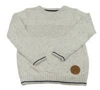 Bíllo-svetlosivý melírovaný sveter s nášivkou F&F