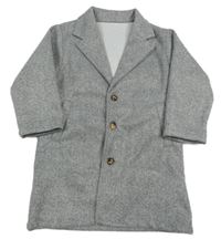 Sivý melírovaný flaušový kabát s golierikom SHEIN