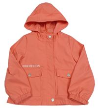 Lososová nepromokavá jarná bunda s nápisom a kapucňou KIABI