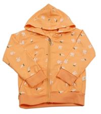 Oranžová prepínaci mikina so zajačikmi a mrkvičkami a kapucňou