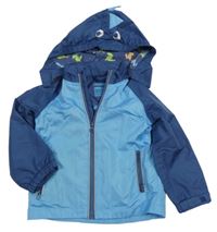 Modro-tmavomodrá šusťáková funkční jarní bouda s odopínacíá kapucňou impidimpi