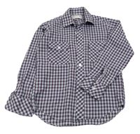 Tmavomodro-bielo-červená kockovaná košeľa