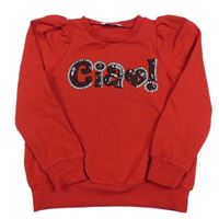 Červená mikina s nápisom s flitrami mayoral