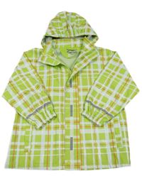 Limetkovo-bielo-tmavooranžová kockovaná nepromokavá bunda s odopínacíá kapucňou Playshoes