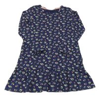 Tmavomodré šaty s kvietkami lupilu