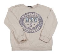 Světlepudrová mikina so znakom s písmenky z flitrů a nápismi George