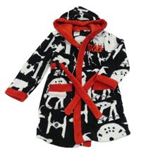 Černo-bílo-červený plyšový župan se Star Wars a kapucí Disney