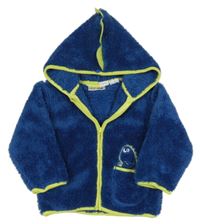 Tmavomodrá chlpatá bunda s dinosaurom a kapucňou s ostny Ergee