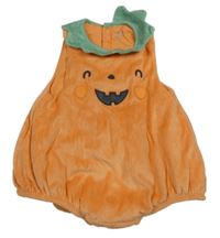 Kockovaným - Oranžovo-zelené zamatové zateplené body - tekvica F&F