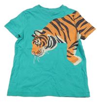 Tyrkysové melírované tričko s tygrem M&S