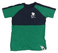 Nové - tmavozeleno/tmavomodré tričko s trojlístkem a nápisem St. Bernard