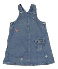 Modré šisované rifľové šaty s kvietkami