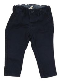 Tmavomodré plátěné kalhoty H&M